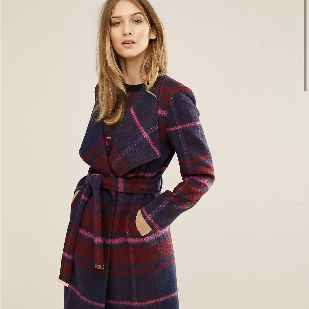 Ted Baker Check Long Wrap Coat